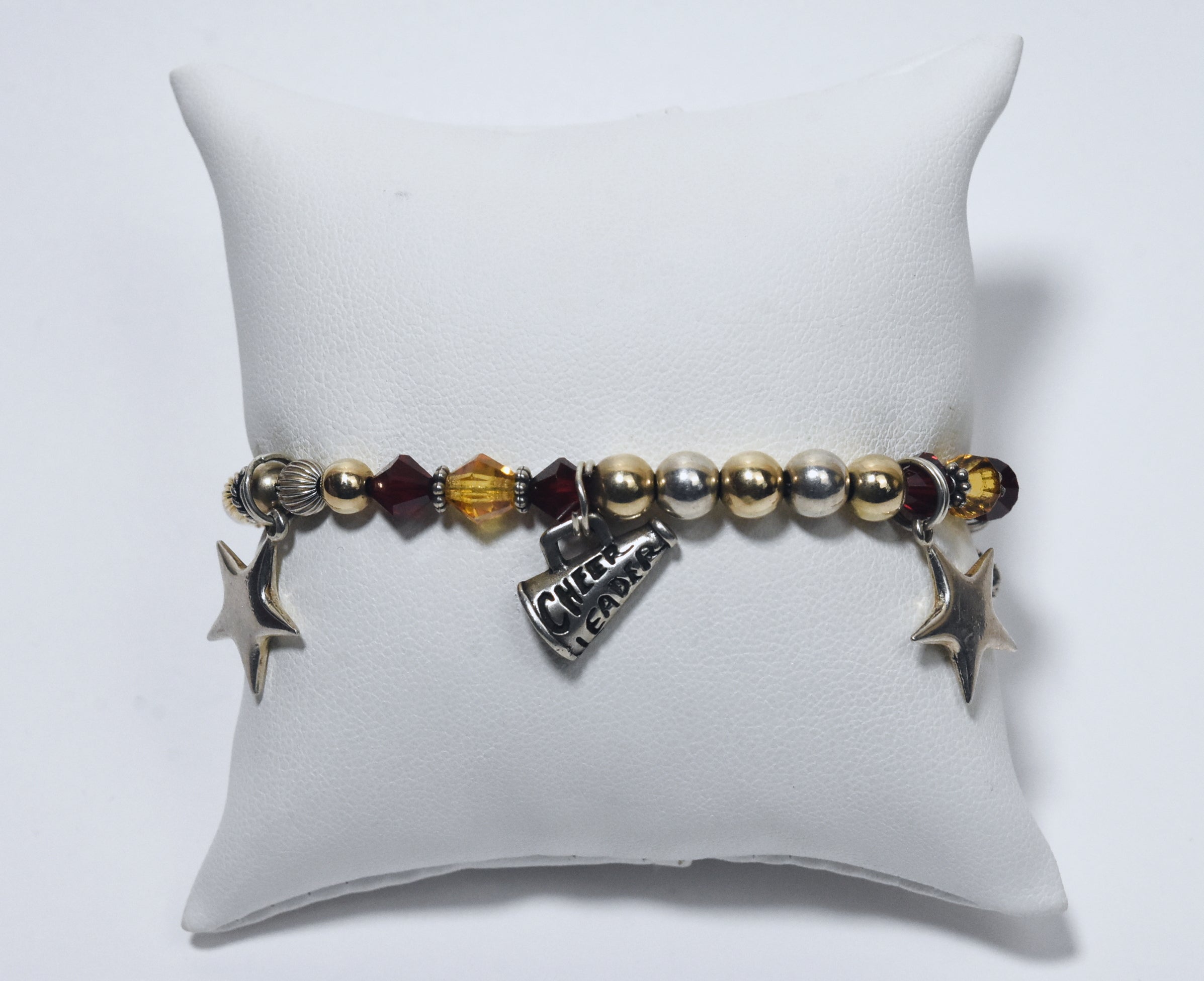 Beaded Cheerleader Sterling Silver Charm Bracelet