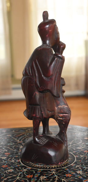 Chinese Carved Wood Fisherman Sculpture