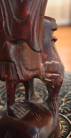 Chinese Carved Wood Fisherman Sculpture