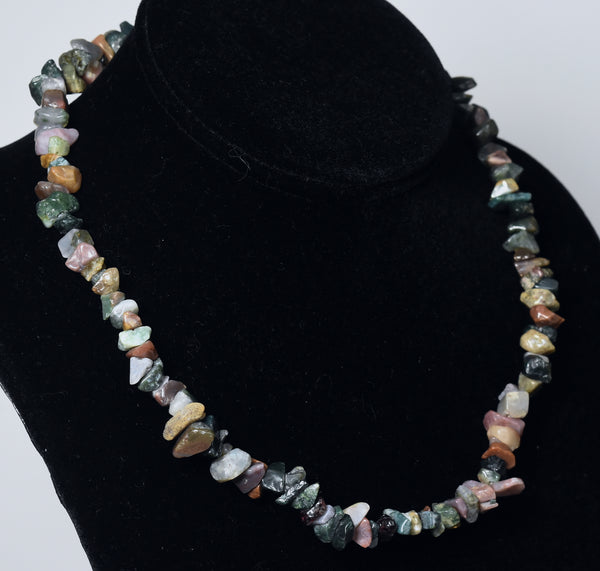 Red Garnet, Carnelian, Bloodstone, Chalcedony, Jaspers and More Chip Bead Necklace
