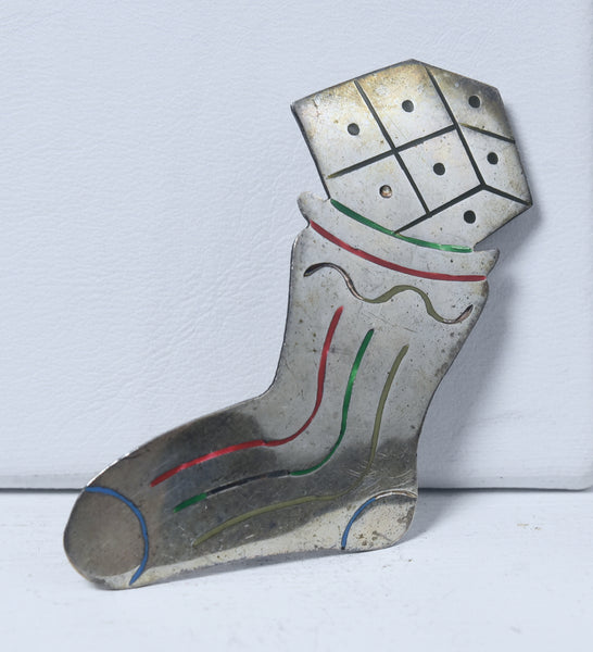 Mexican Sterling Silver Christmas Stocking Brooch