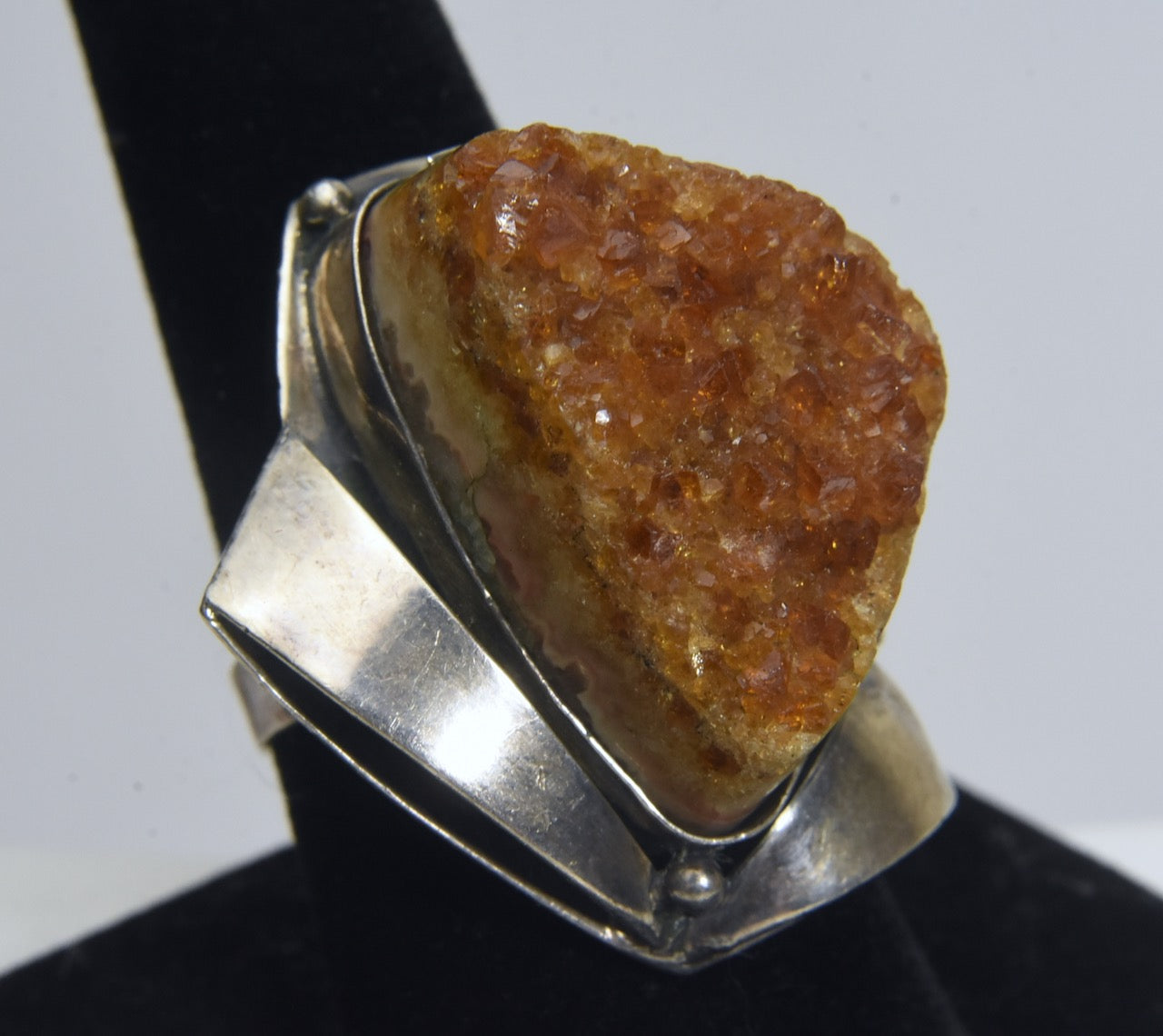 Raw Citrine Chunk Silver Ring - Size 9