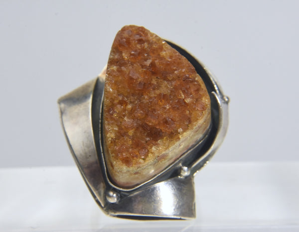 Raw Citrine Chunk Silver Ring - Size 9