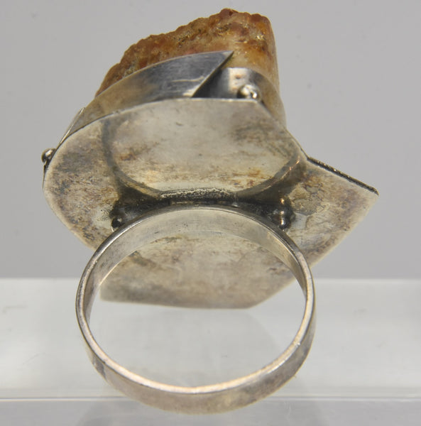 Raw Citrine Chunk Silver Ring - Size 9