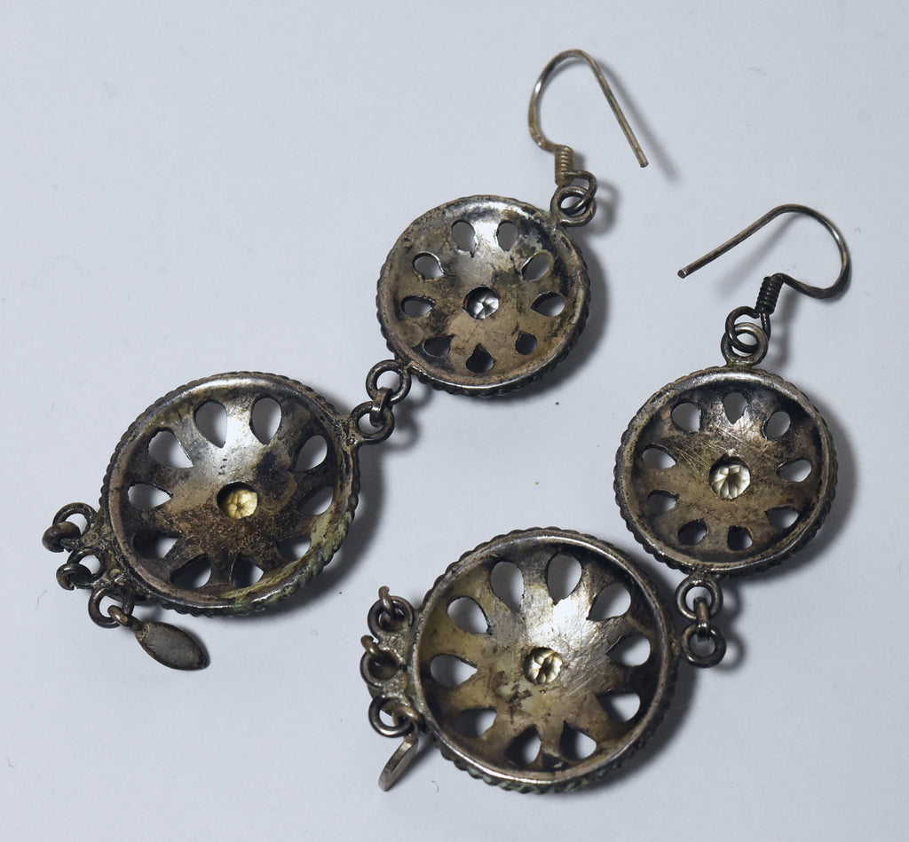 Vintage Citrine Filigree Sterling Silver Dangle Earrings