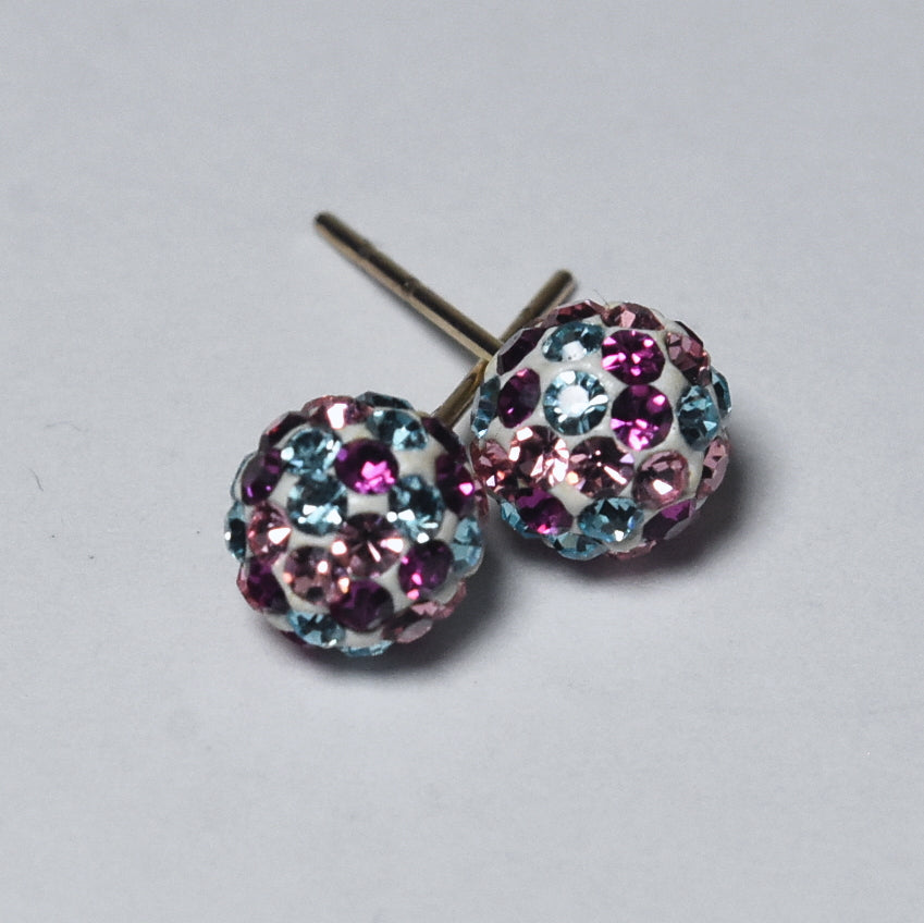 Pair of Colorful Crystal Studded Stud Earrings
