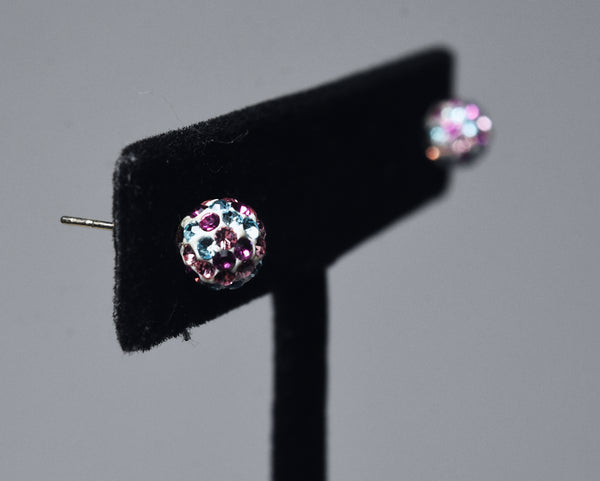 Pair of Colorful Crystal Studded Stud Earrings