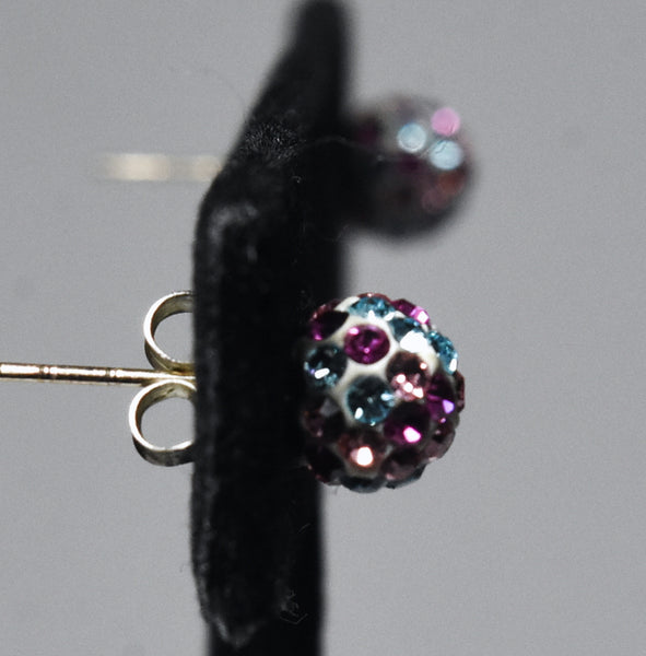 Pair of Colorful Crystal Studded Stud Earrings