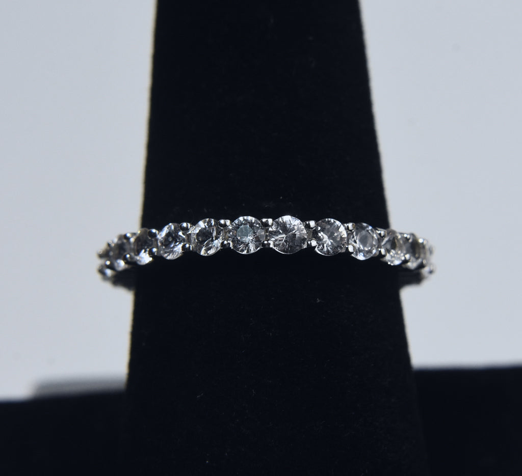 Sterling Silver Colorless Sapphire Band - Size 8