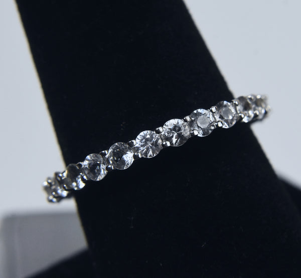 Sterling Silver Colorless Sapphire Band - Size 8