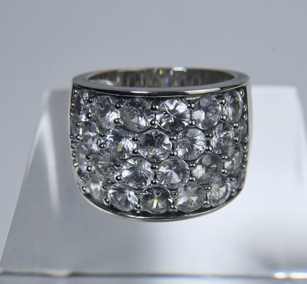 Sterling Silver Colorless Sapphire Ring - Size 8.25