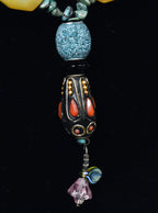 Ornate Colorful Beaded Necklace with Turquoise Chips