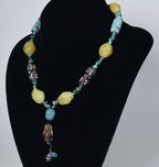 Ornate Colorful Beaded Necklace with Turquoise Chips