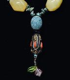 Ornate Colorful Beaded Necklace with Turquoise Chips