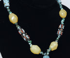 Ornate Colorful Beaded Necklace with Turquoise Chips