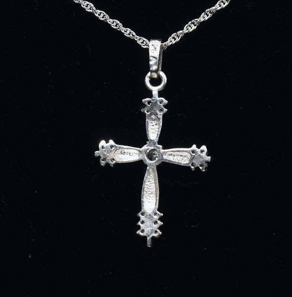 Sterling Silver Diamond Crucifix on Silver Tone Chain Necklace - 16"