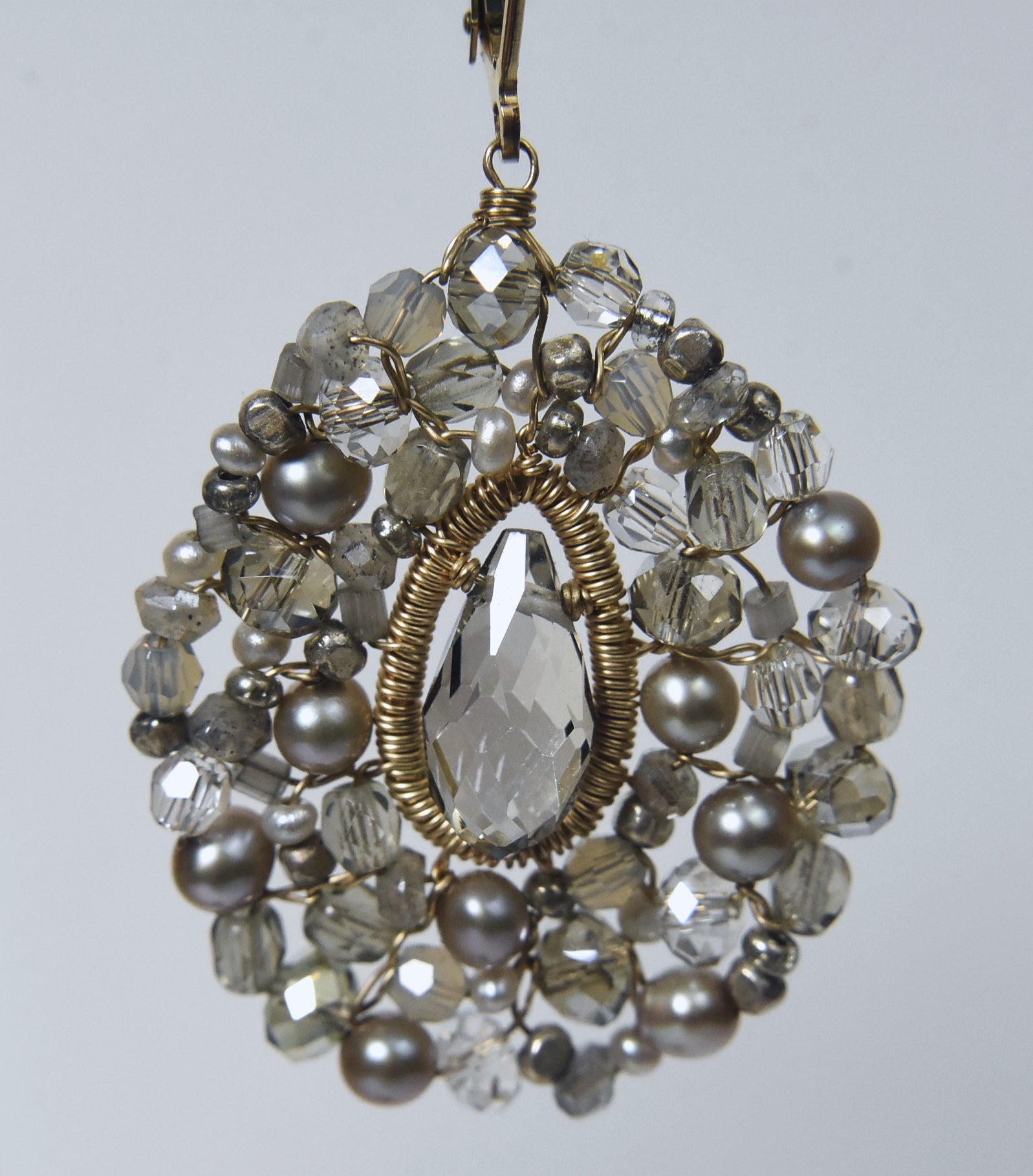 14k Gold Filled Crystal, Pearl and Labradorite Beaded Earrings