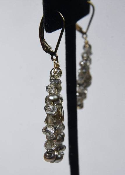14k Gold Filled Crystal, Pearl and Labradorite Beaded Earrings