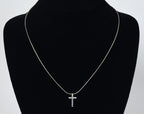 Sterling Silver Crystal Cross Pendant on Italian Snake Link Chain Necklace