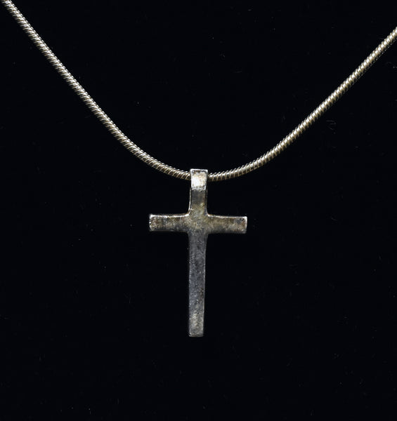Sterling Silver Crystal Cross Pendant on Italian Snake Link Chain Necklace