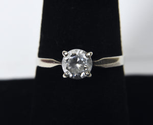 Sterling Silver Crystal Engagement Ring - Size 8
