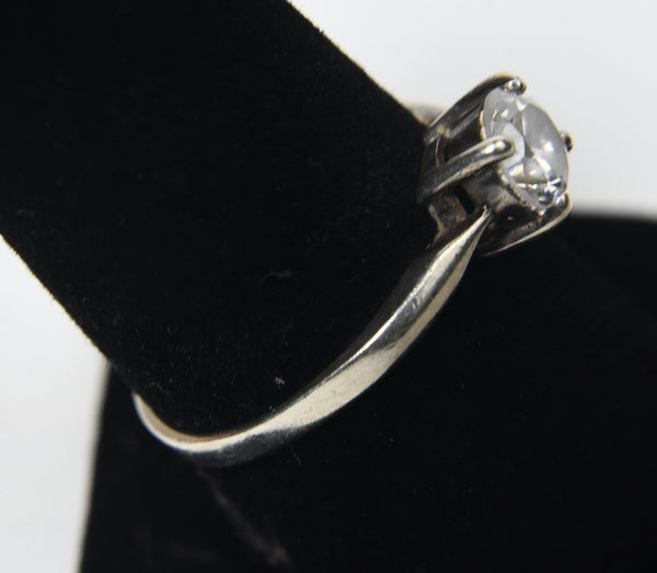 Sterling Silver Crystal Engagement Ring - Size 8