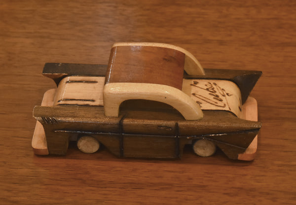 Handmade Vintage Wood Carved "Cuba" Car