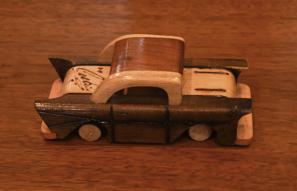 Handmade Vintage Wood Carved "Cuba" Car