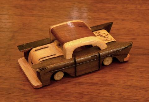 Handmade Vintage Wood Carved "Cuba" Car