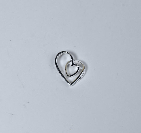 Sterling Silver Curly Double Heart Engraved Friends Pendant