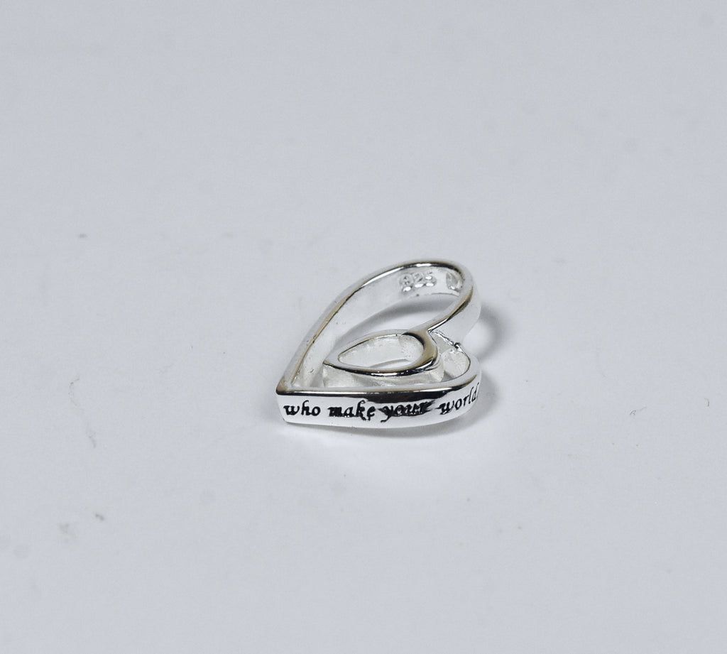 Sterling Silver Curly Double Heart Engraved Friends Pendant