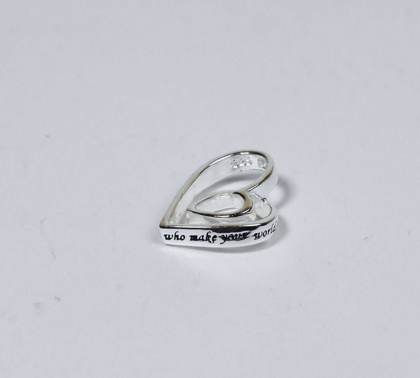 Sterling Silver Curly Double Heart Engraved Friends Pendant