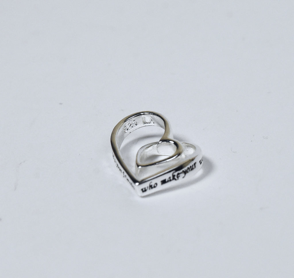 Sterling Silver Curly Double Heart Engraved Friends Pendant