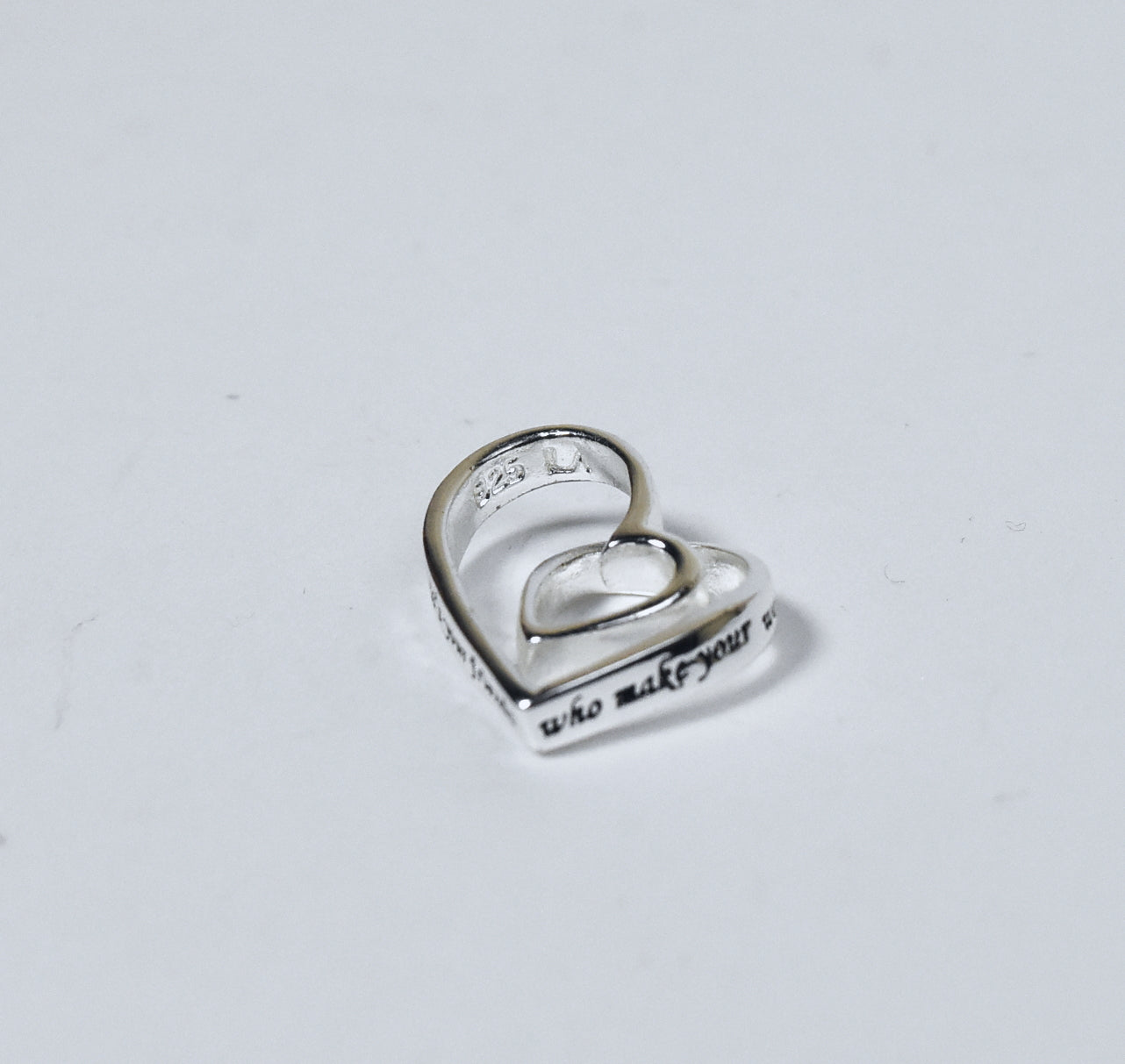Sterling Silver Curly Double Heart Engraved Friends Pendant