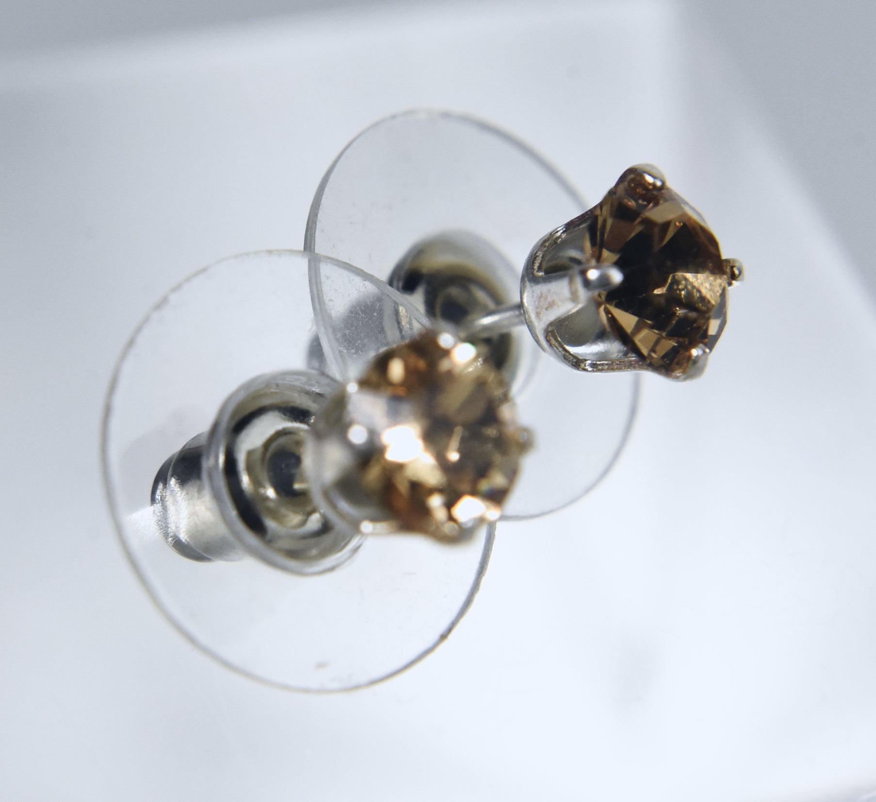 Sterling Silver Crystal Stud Earrings - Multiple Color Options