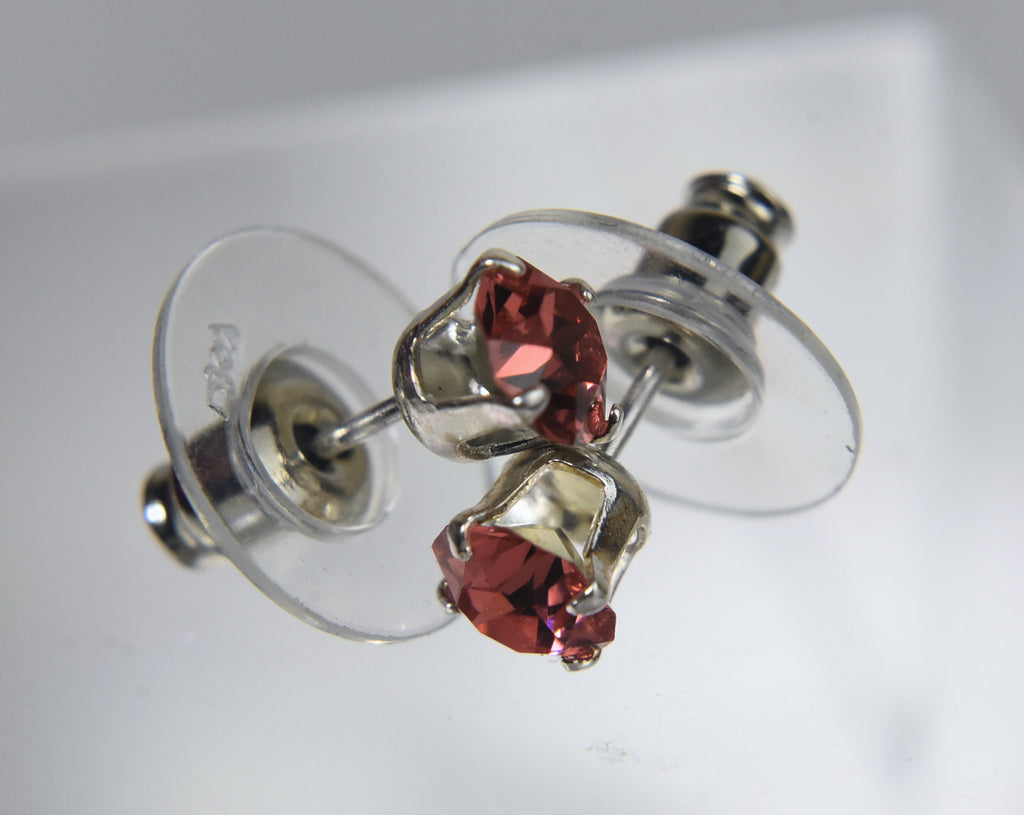 Sterling Silver Crystal Stud Earrings - Multiple Color Options