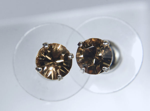 Sterling Silver Crystal Stud Earrings - Multiple Color Options