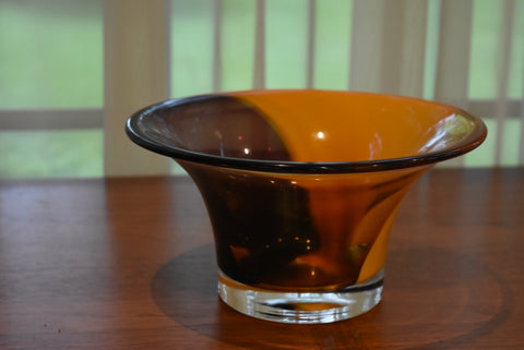 Purple Yellow Swirl Glass Bowl