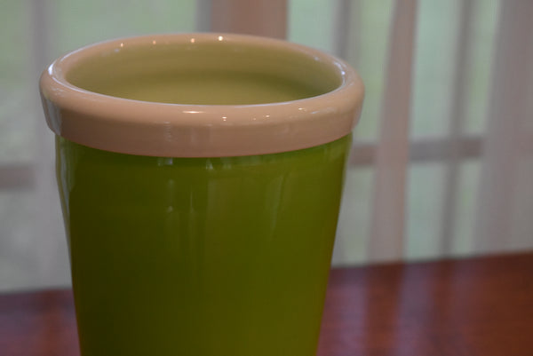 Handblown Cased Lime Green Glass Vase