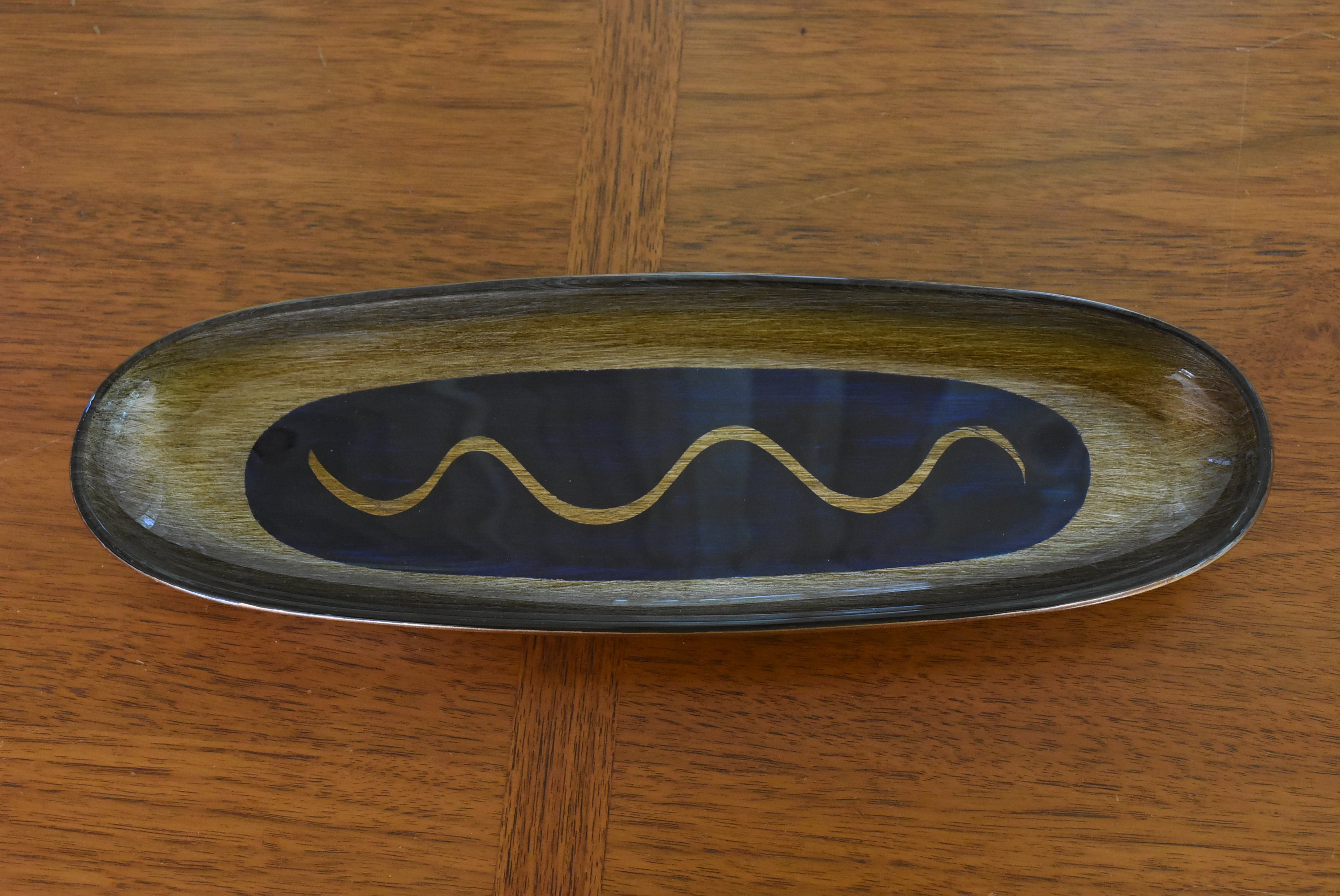 Gali Glass Studios - Three Oblong Reverse Painted Glass Platters