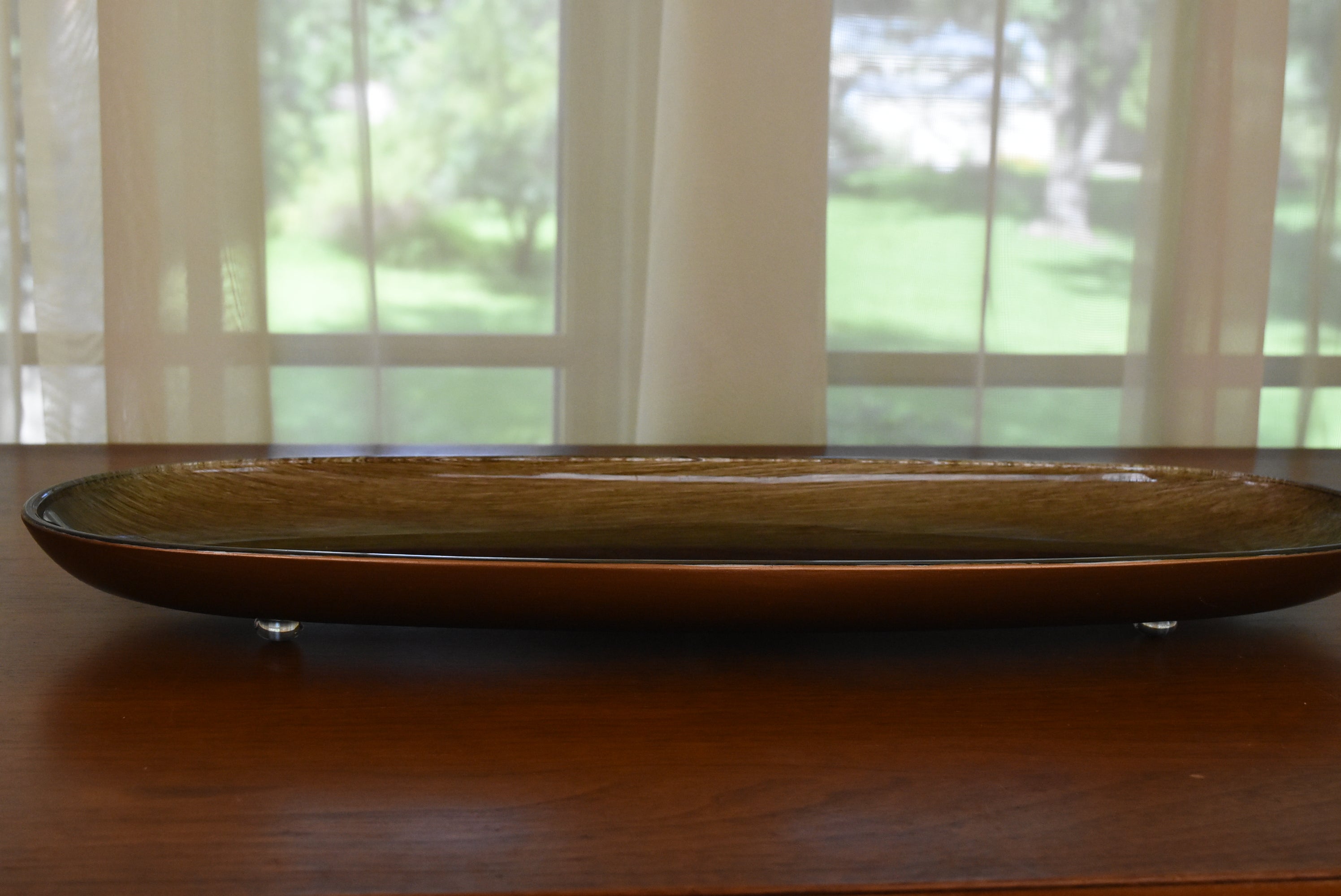 Gali Glass Studios - Three Oblong Reverse Painted Glass Platters