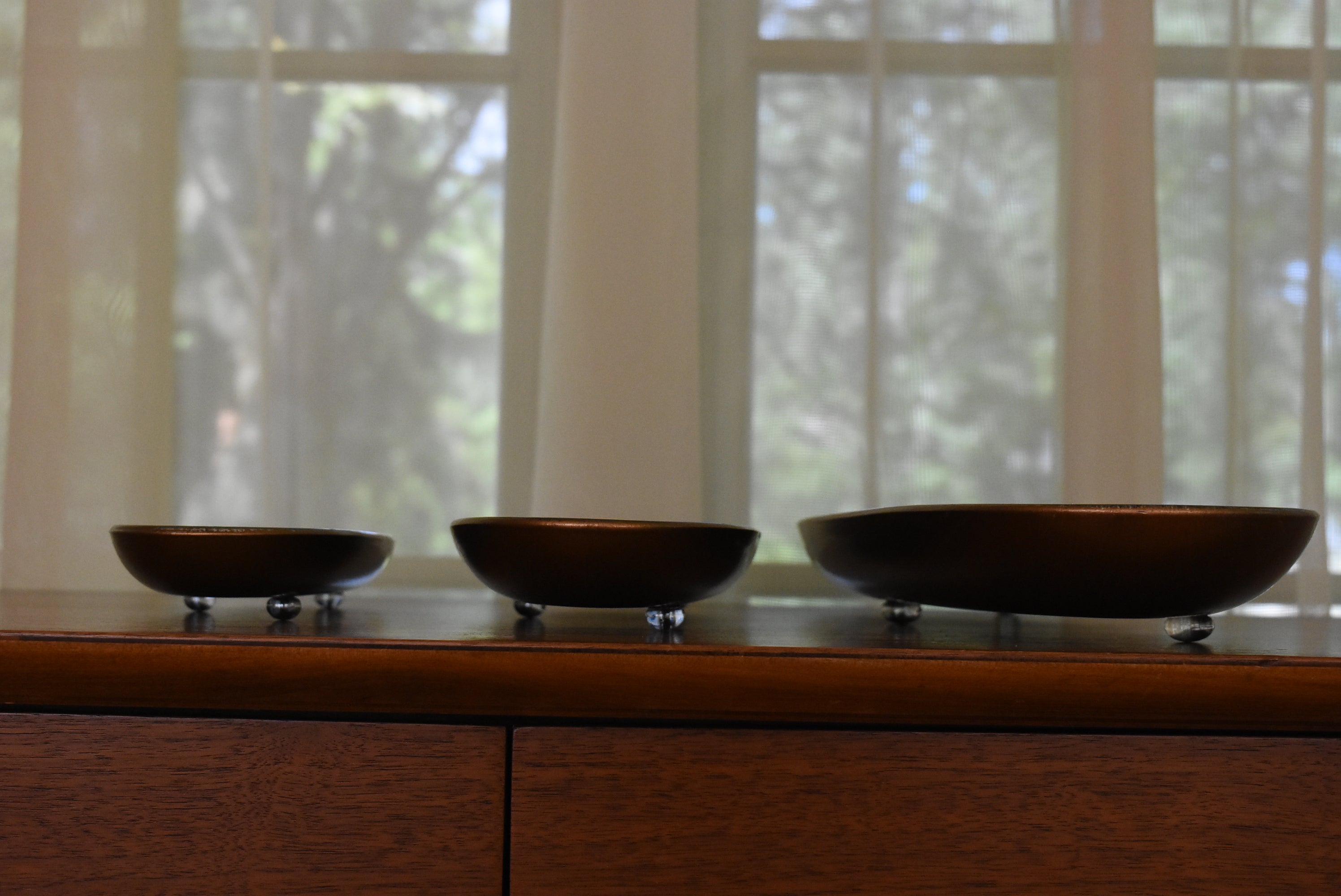 Gali Glass Studios - Three Oblong Reverse Painted Glass Platters
