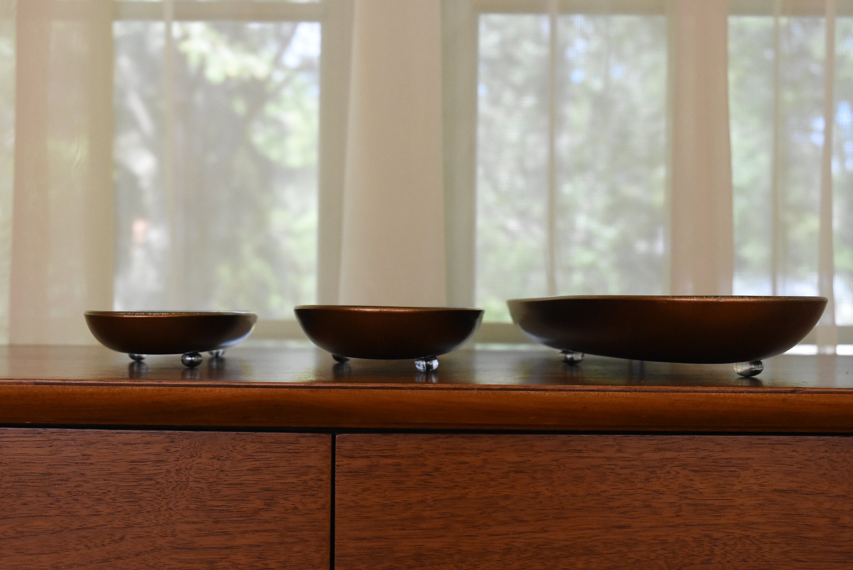 Gali Glass Studios - Three Oblong Reverse Painted Glass Platters