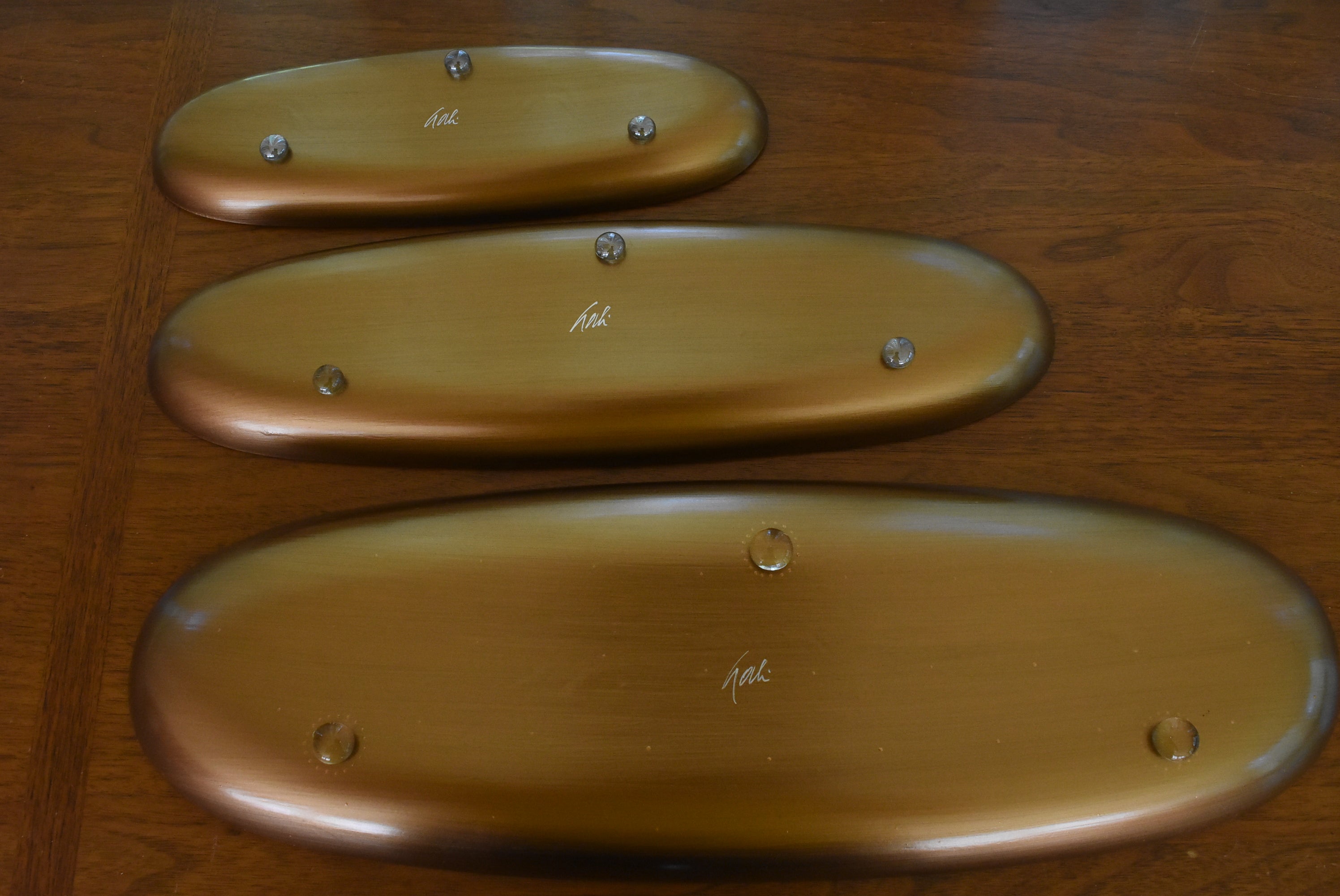 Gali Glass Studios - Three Oblong Reverse Painted Glass Platters