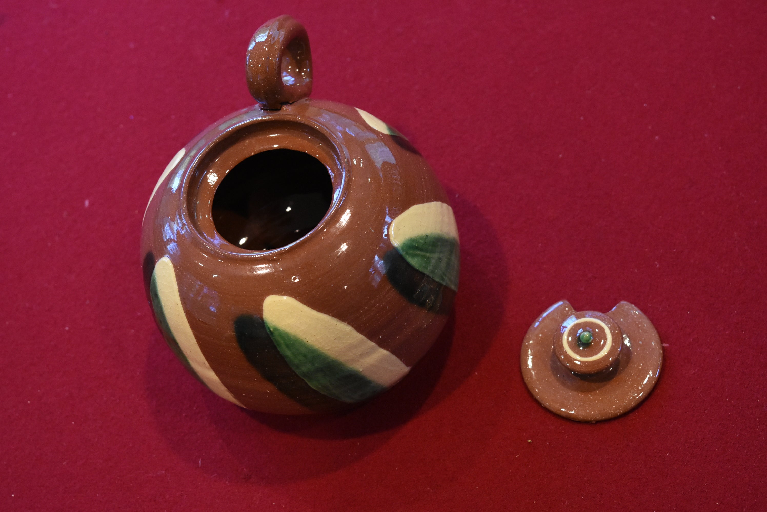 Dorothy Long - Vintage Handmade Ceramic Redware Sugar Bowl