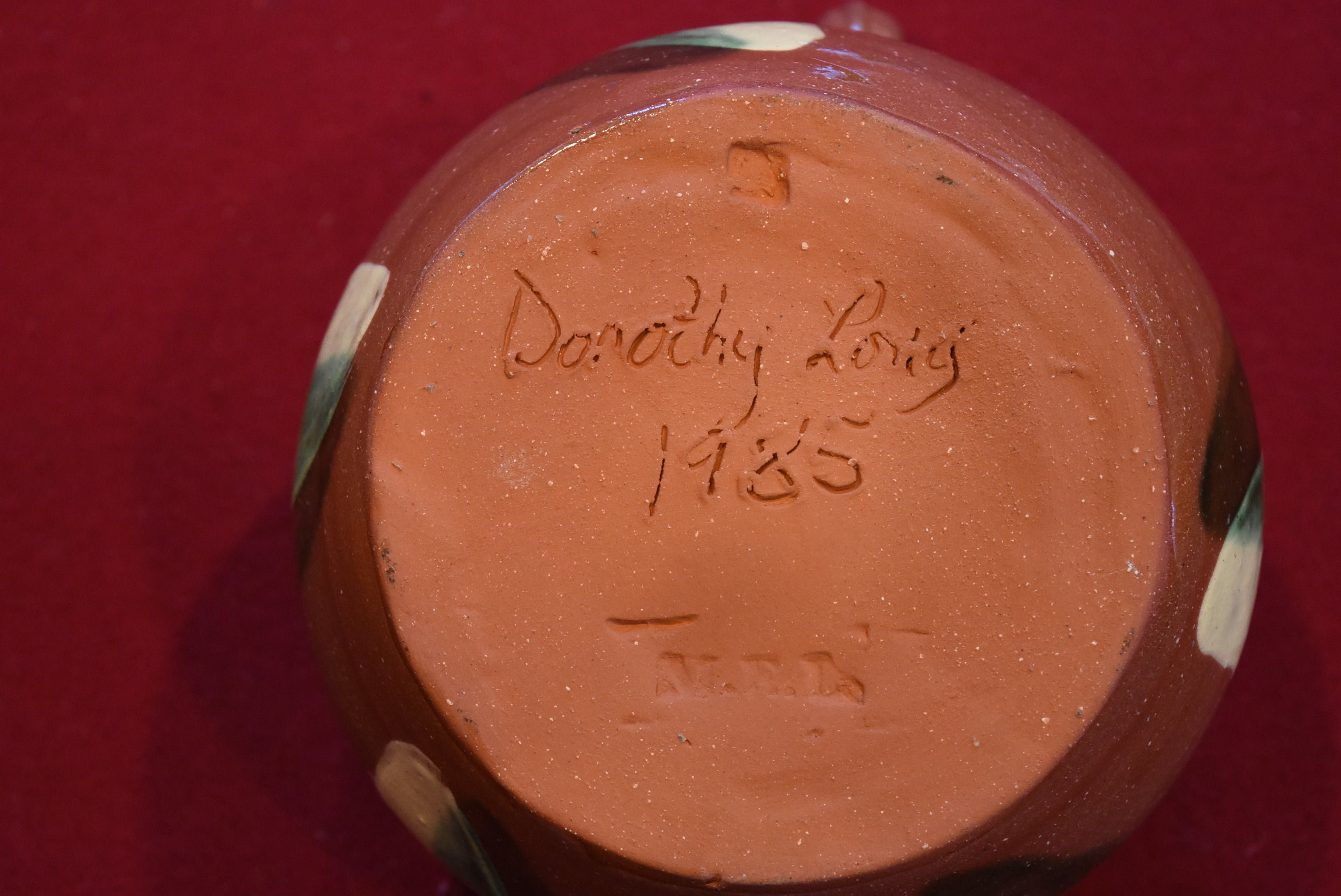 Dorothy Long - Vintage Handmade Ceramic Redware Sugar Bowl