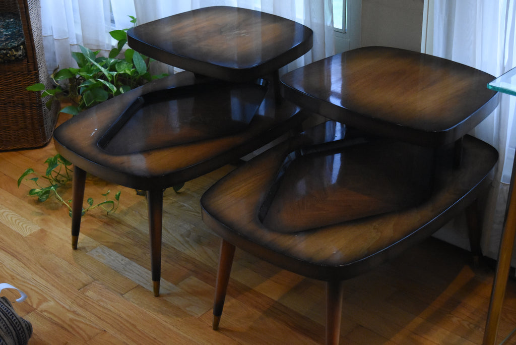Gordon's - Vintage 1950s Pair Mid Century Modern Tiered Side Tables