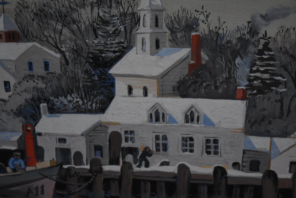 Zoltan Hecht - Original Acrylic Waterfront Town Painting Unframed