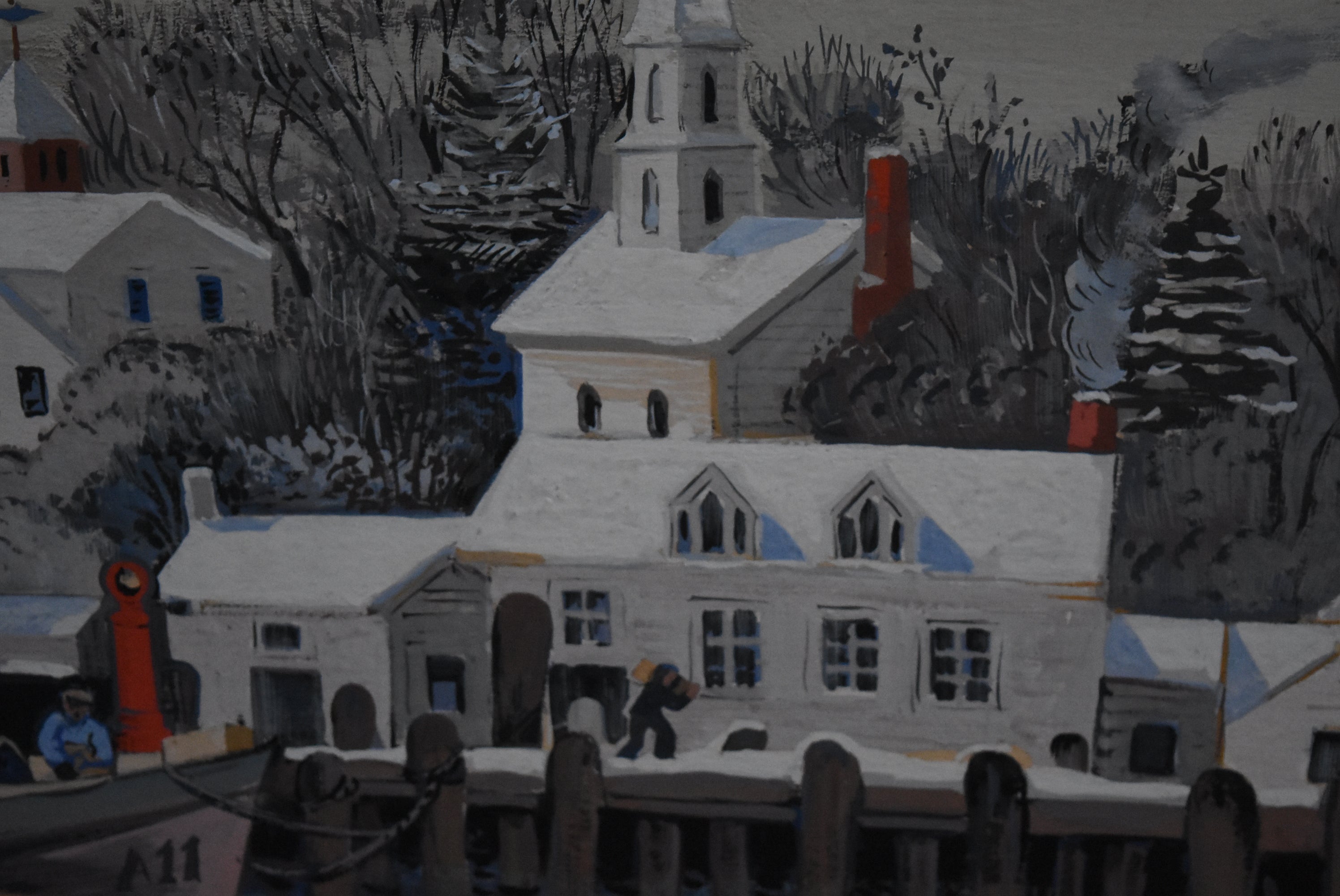 Zoltan Hecht - Original Acrylic Waterfront Town Painting Unframed