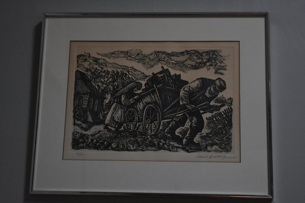 Chaim Goldberg - Signed #31/200 Print of Man Pulling Cart